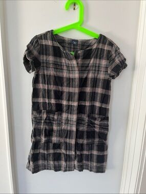 ❤️ Four for 25$ ❤️ GAP size 6/7 Girls Black and Pink‎ Plaid Short-Sleeve dress